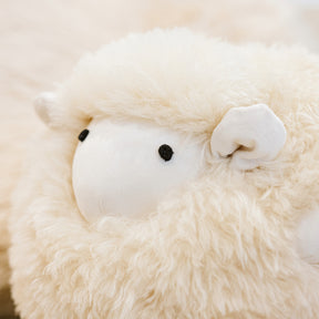 Close-up detail of Marty sheepskin toy made from natural cream sheepskin