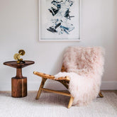 Mongolian Sheepskin Throw Rug - Pink Blush