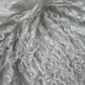 Mongolian Sheepskin Lumbar Cushion - Light Grey