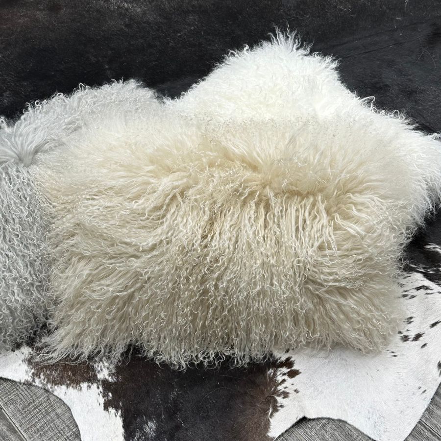 Mongolian Sheepskin Lumbar Cushion - Fawn