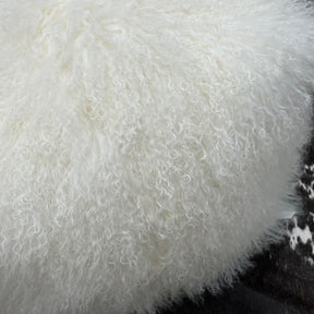 Mongolian Sheepskin Pouffe - Natural White
