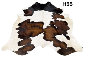Large reddish brown cowhide rug number 55 with rich dark tones and natural markings on a white background