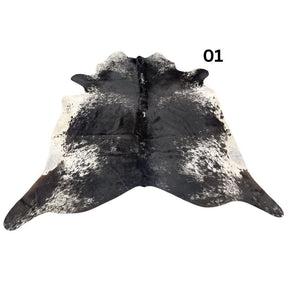 Natural salt and pepper cowhide rug – hide number 01 with unique markings