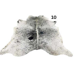Natural salt and pepper cowhide rug – hide number 10 with unique markings