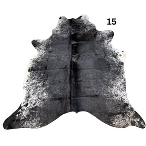 Natural salt and pepper cowhide rug – hide number 15 with unique markings