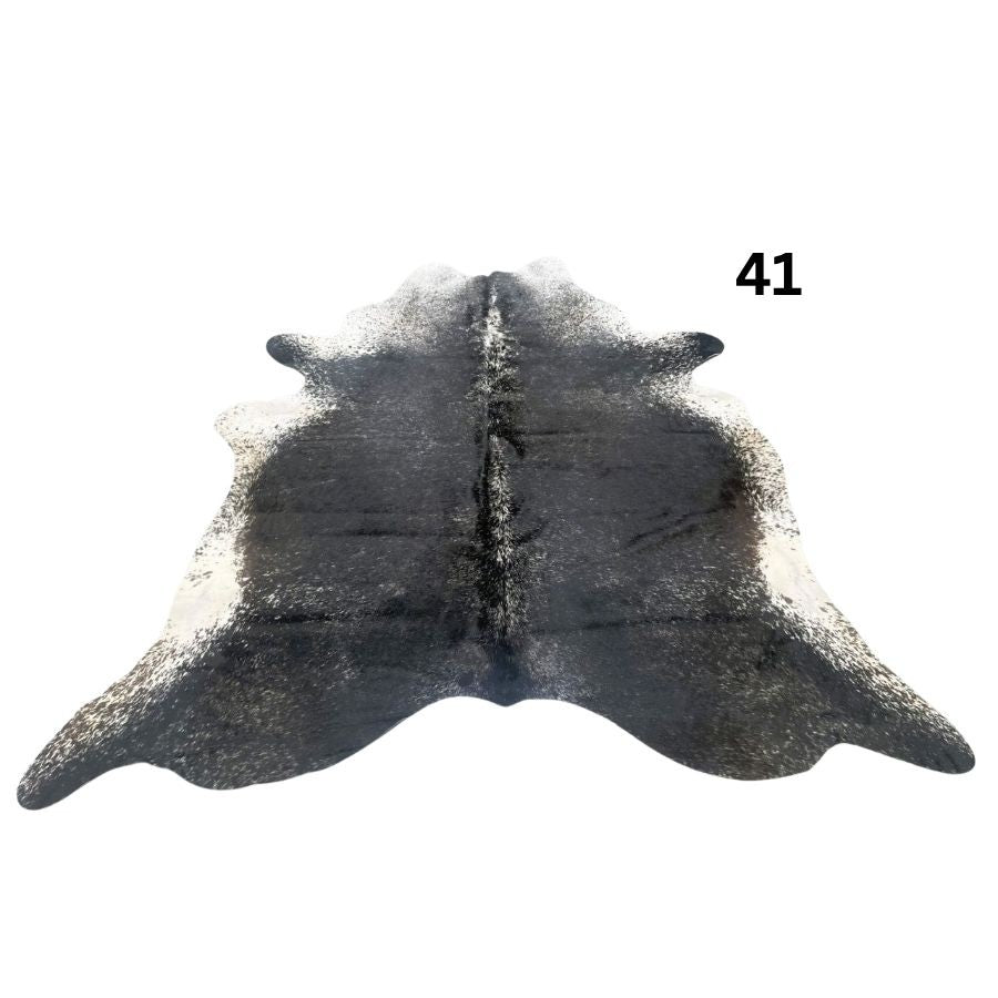 Natural salt and pepper cowhide rug – hide number 41 with unique markings