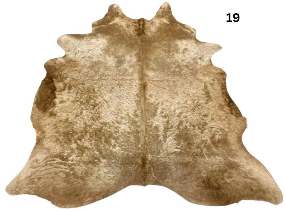 Solid Beige cowhide rug - 19