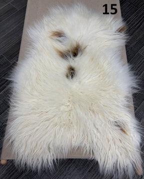 Icelandic Sheepskin Rug – White & Brown Spotted | Long Wool Natural Hide
