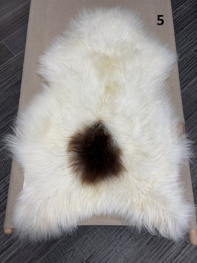 Icelandic Sheepskin Rug – White & Brown Spotted | Long Wool Natural Hide