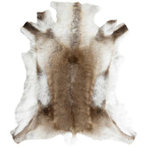 Full beige reindeer hide throw showing natural markings and shape