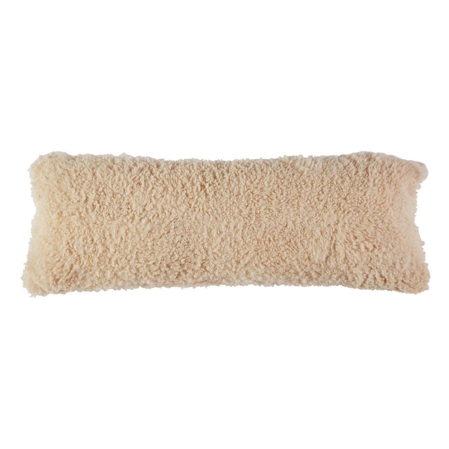 Oversized Luxe Shearling Lumbar Cushion - Bone