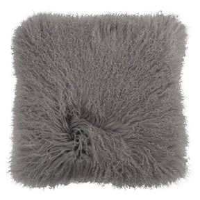 Mongolian Sheepskin Cushion - Grey 40cm