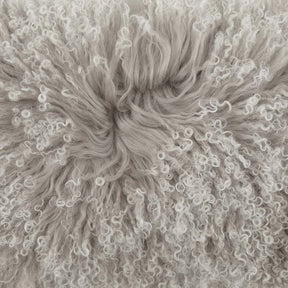 Mongolian Sheepskin Cushion - Grey White Tip Lumbar