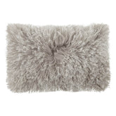 Mongolian Sheepskin Cushion - Grey White Tip Lumbar