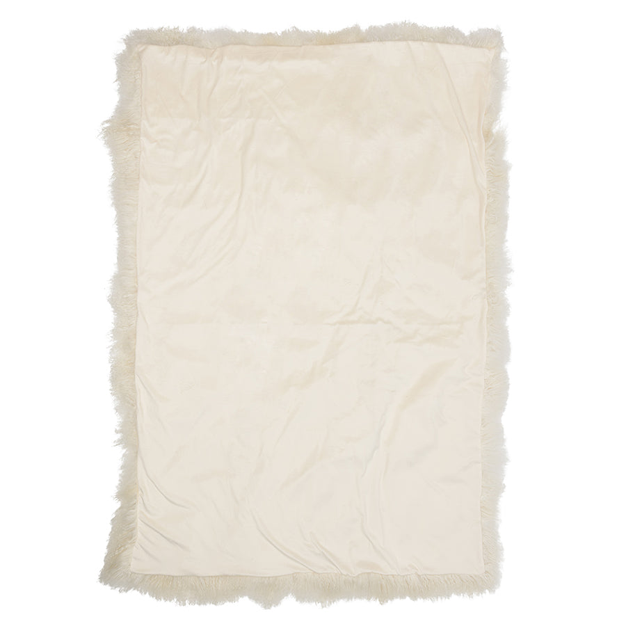 Mongolian Sheepskin Throw Blanket - White