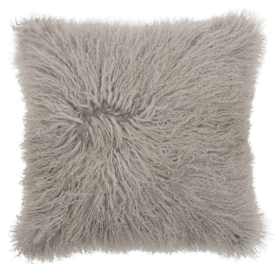 Mongolian Sheepskin Cushion - Light Grey 50cm