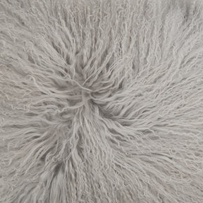 Mongolian Sheepskin Cushion - Light Grey 50cm