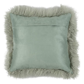 Mongolian Sheepskin Cushion - Sage Green 40cm