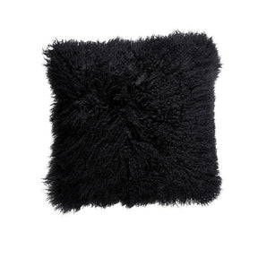 Mongolian Sheepskin Cushion - Black 50cm