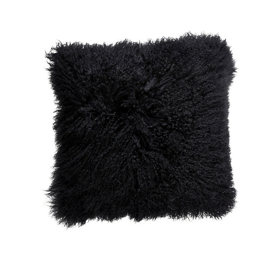 Mongolian Sheepskin Cushion - Black 40cm