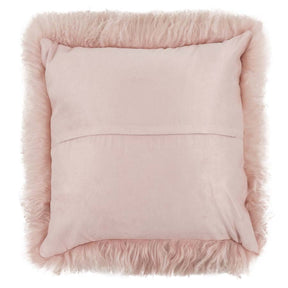 Mongolian Sheepskin Cushion - Rose Pink 40cm