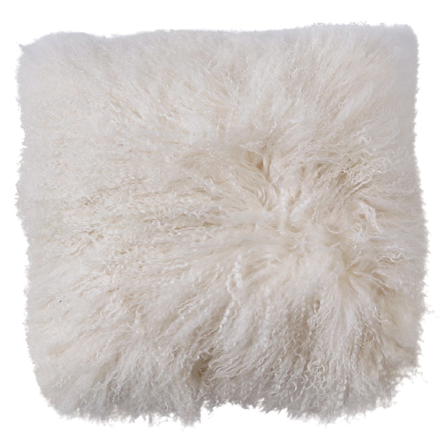 Mongolian Sheepskin Cushion - White 40cm