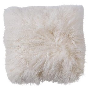 Mongolian Sheepskin Cushion - White 50cm