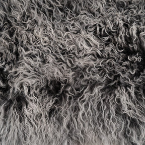 Mongolian sheepskin fleece dyed in charcoal with white tips