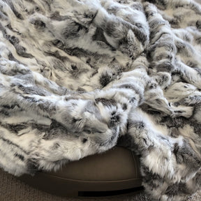 Rabbit Hide Blanket - White & Grey
