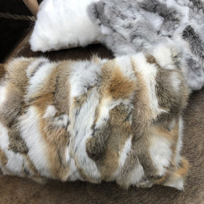 Rabbit Fur Pillow Lumbar - Beige White