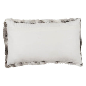 Rabbit Fur Pillow Lumbar - Grey White