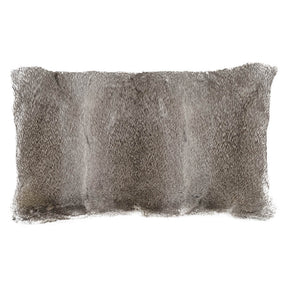 Rabbit Fur Pillow Lumbar - Grey