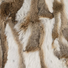 Rabbit Fur Pillow 60cm - White Brown