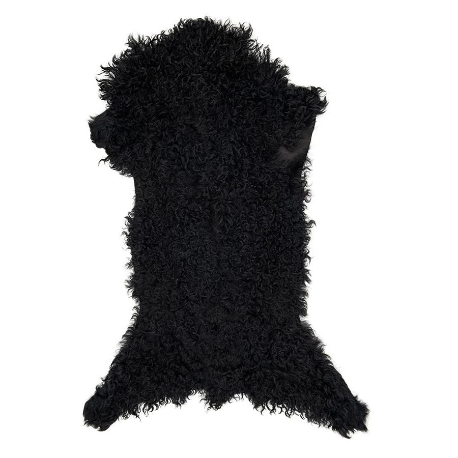 Spanish Goatskin Throw Rug - Black (Dyed)