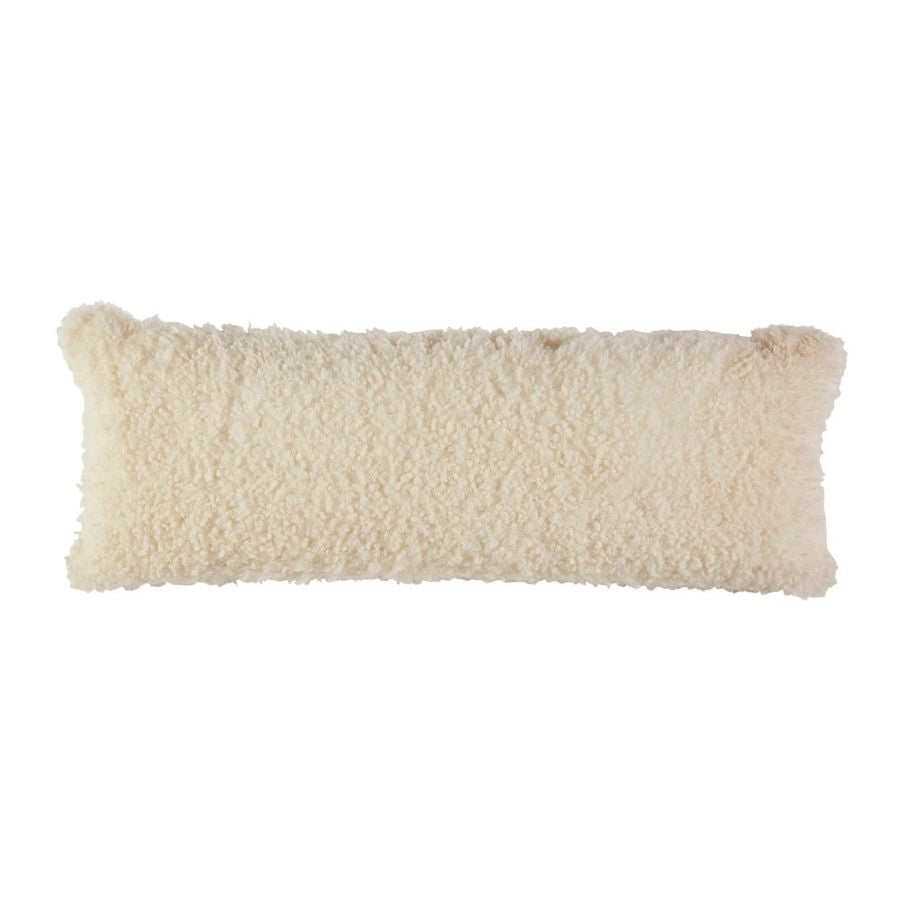 Oversized Luxe Shearling Lumbar Cushion - Natural White