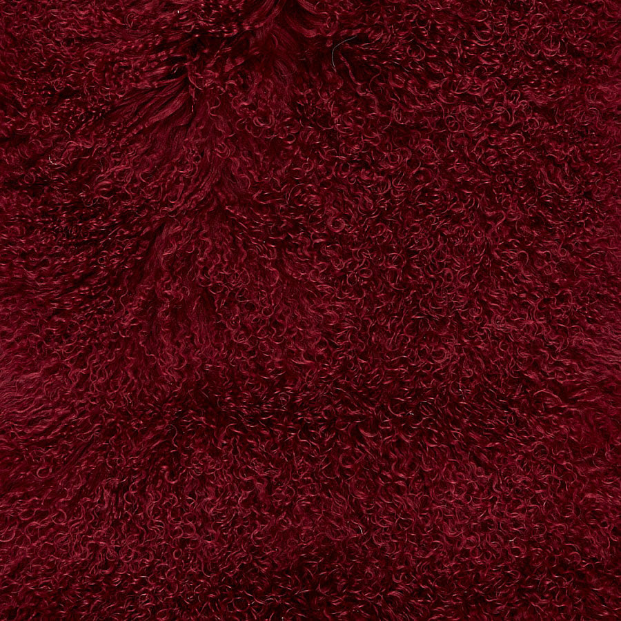 Mongolian sheepskin fleece dyed in wine colour tone